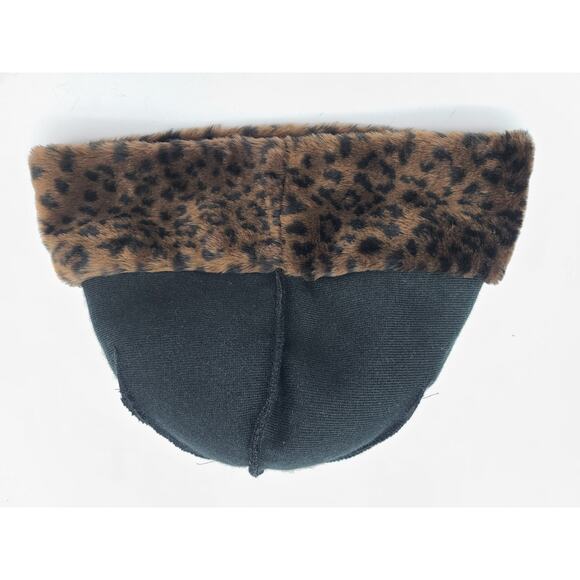 Leopard Print & Black Luxurious Soft Faux Fur Russian Hat Women's Size 7 3/8 - Picture 7 of 8